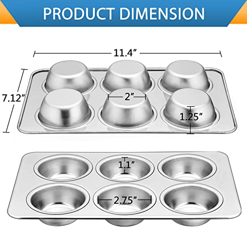 E-far Stainless Steel 6-Cup Muffin Pan Set Oven & Dishwasher Safe