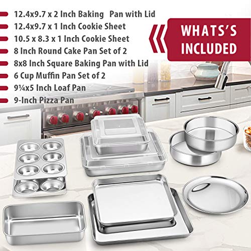 Stainless Steel Bakeware Sets for Baking Enthusiasts: 12-Piece Variety Pans & Lids