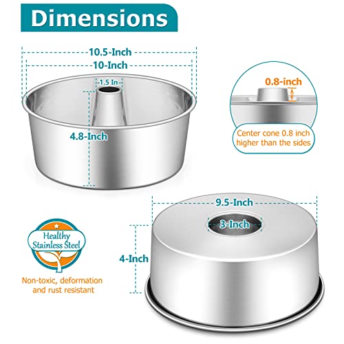 E-far 10-Inch Stainless Steel Angel Food Cake Pan