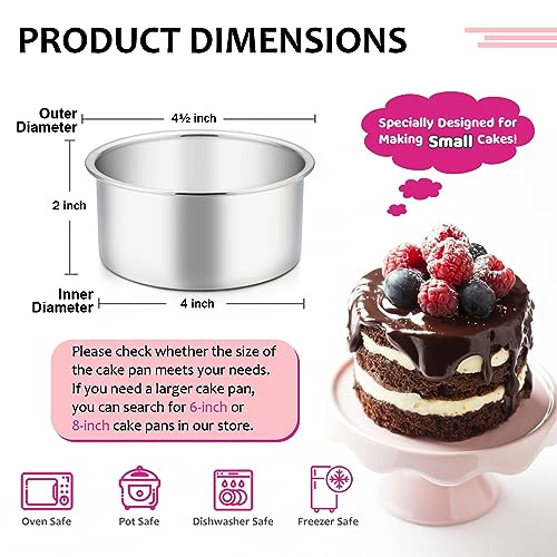 E-far Mini 4-Inch Cake Pan Set of 3, Stainless Steel